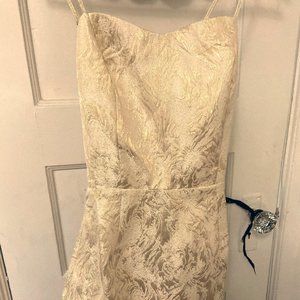 Jacquard print off-white/gold mini dress